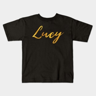 Lucy Name Hand Lettering in Faux Gold Letters Kids T-Shirt